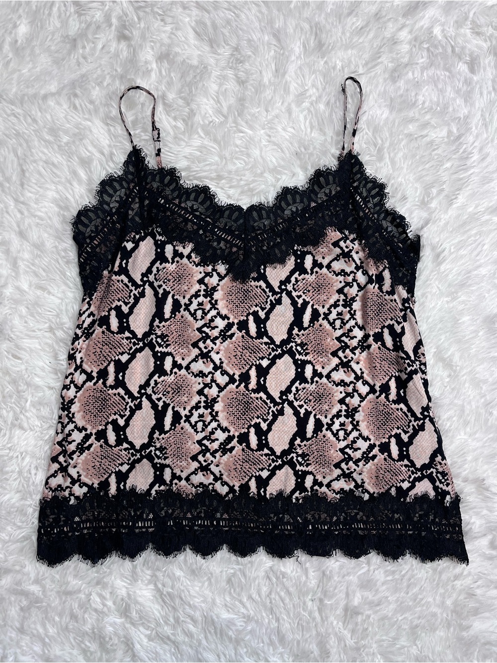 Vintage Havana Snake-Print Lace Tank